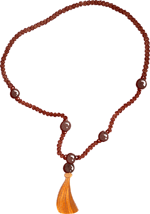 Watercolor Buddhism Rudraksha Zen Mala